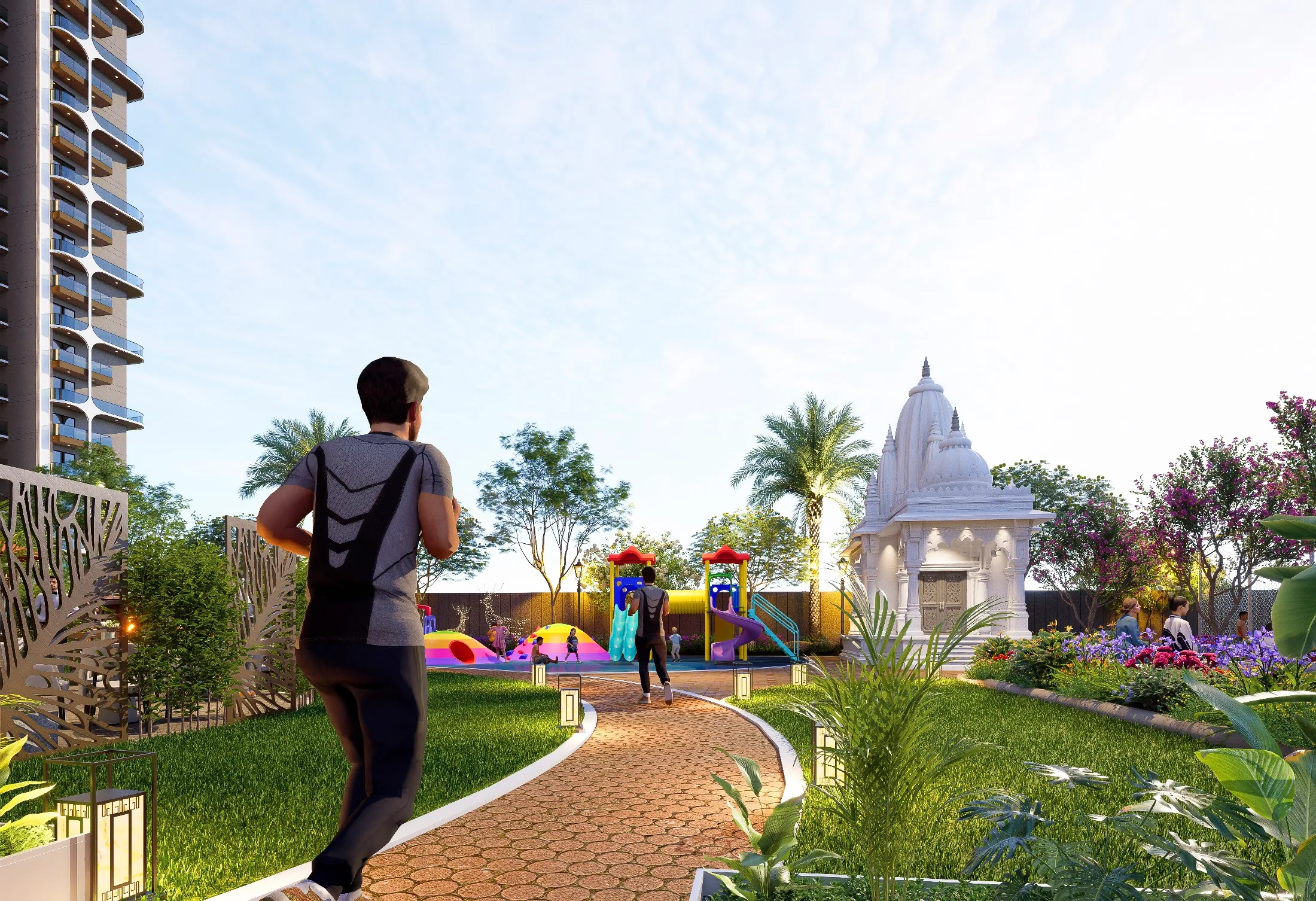 Family recreation landscape render at ANANTARA WORLD