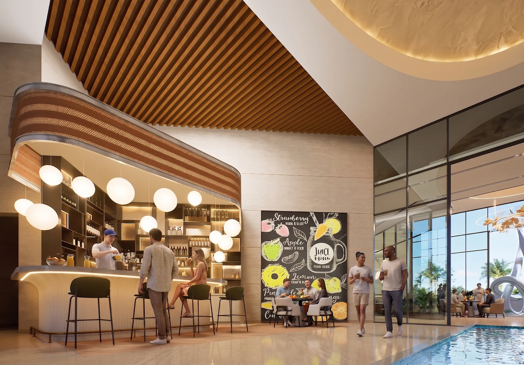 Residents' juice bar render at ANANTARA WORLD