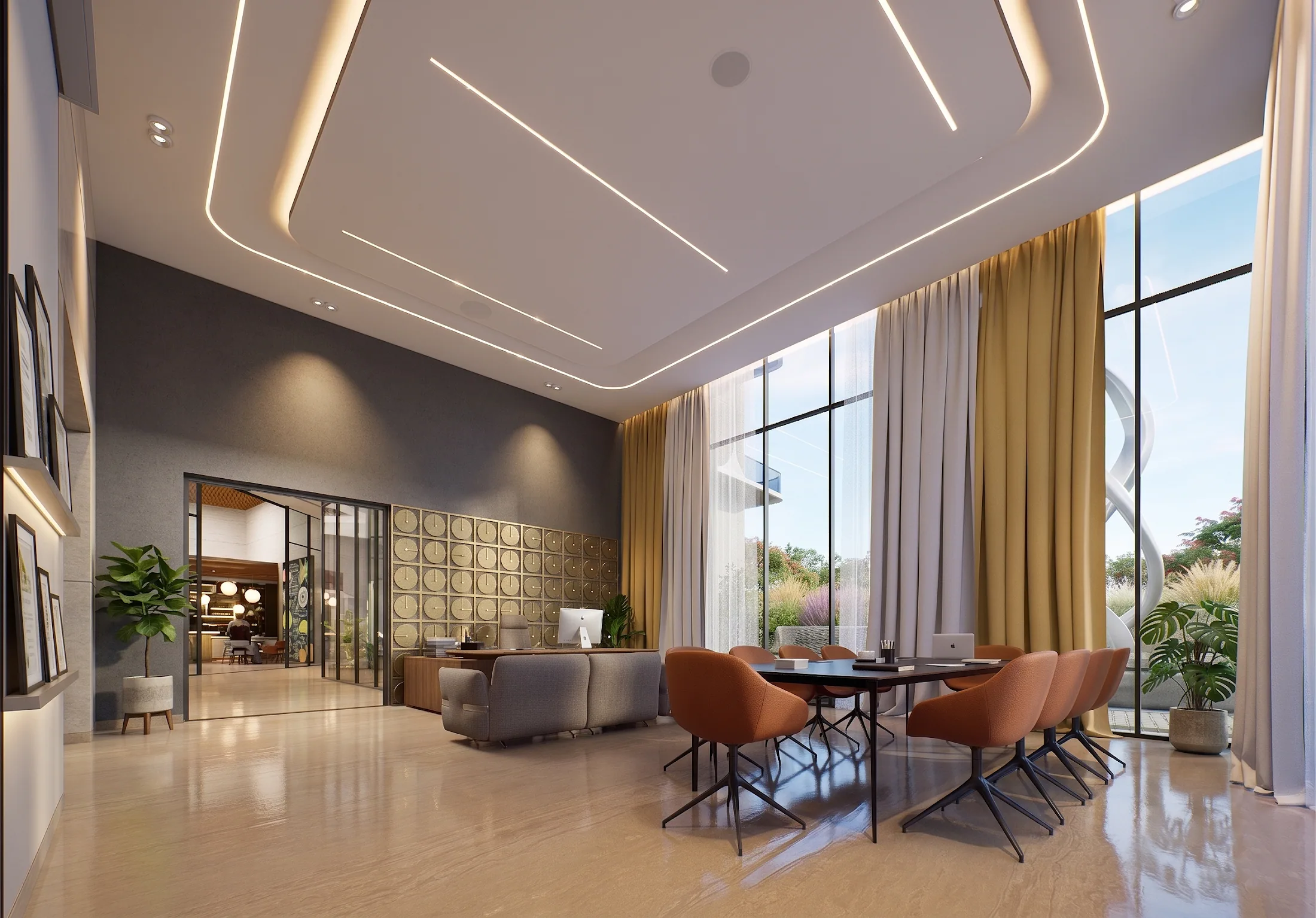 Project office interior render at ANANTARA WORLD