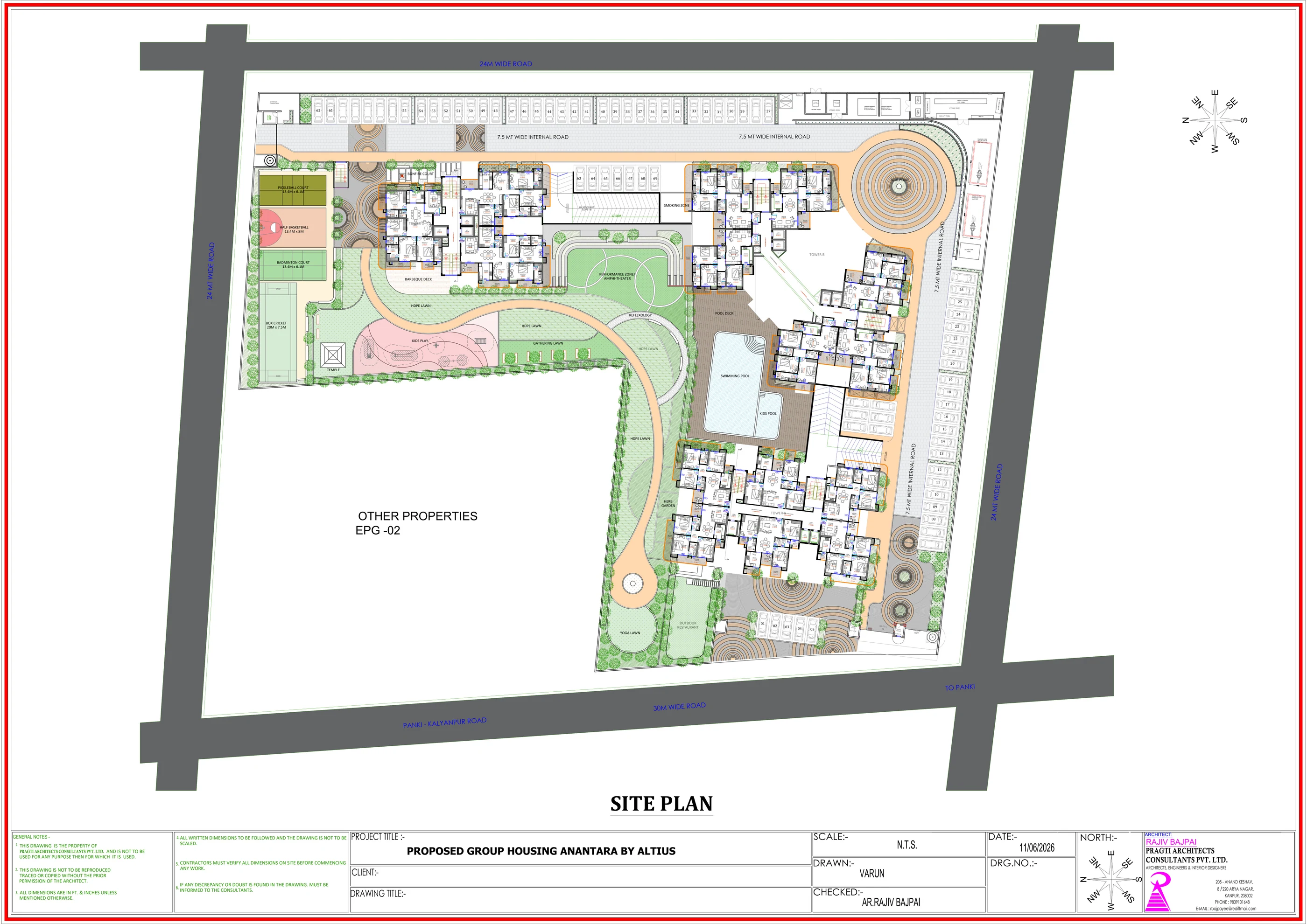 ANANTARA WORLD labelled site plan showing tower positions, access and amenities