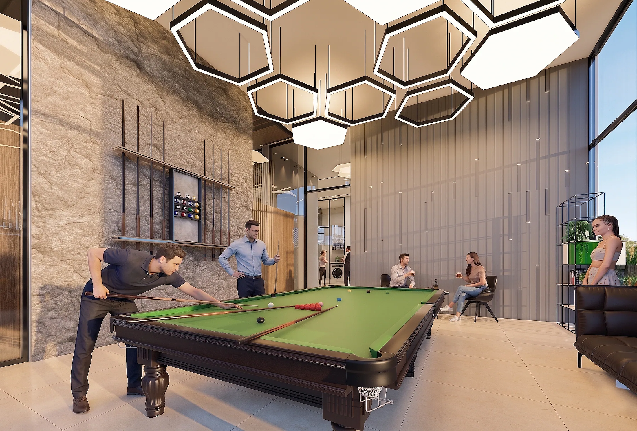 Indoor games and snooker room render at ANANTARA WORLD