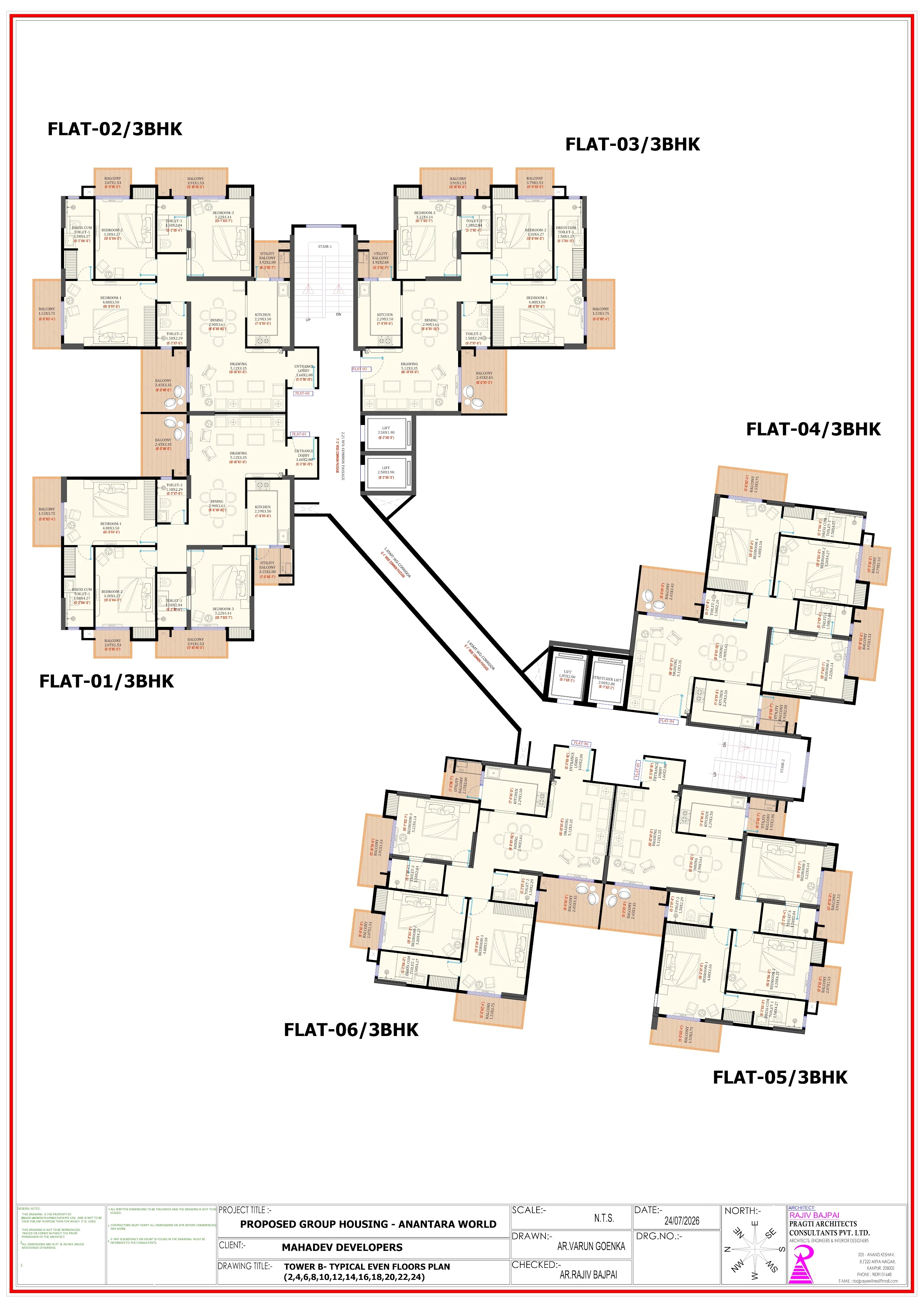 ANANTARA WORLD Tower B typical even floor plan